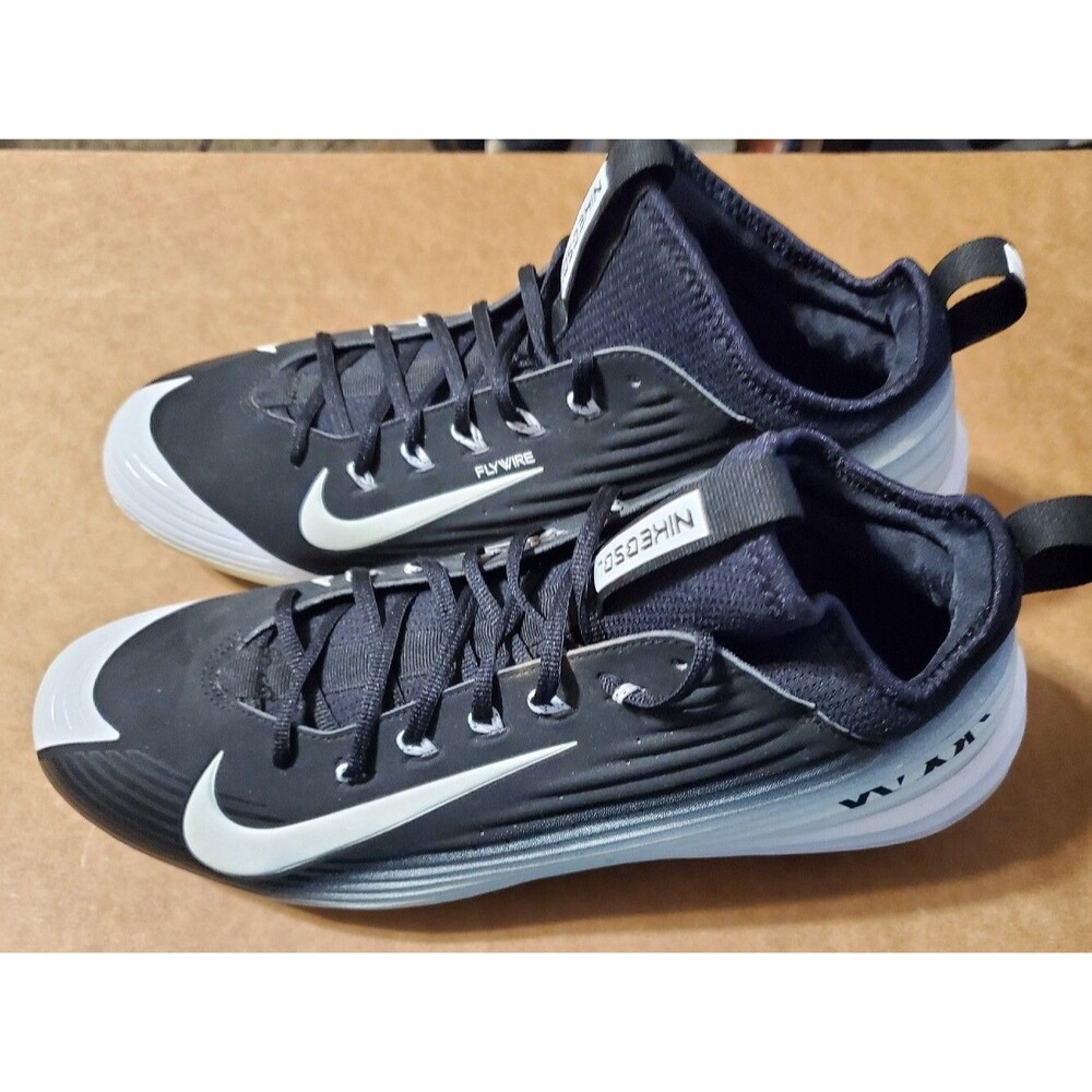Nike Vapor Flywire Size 13 Lunarlon Baseball BSBL Metel Cleats Black White